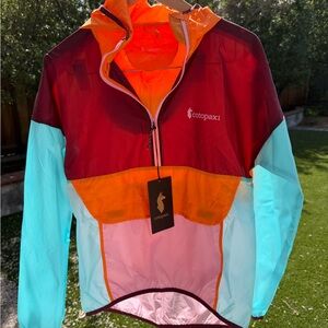 cotopaxi Colorblock Pullover Windbreaker in Orange and Pink